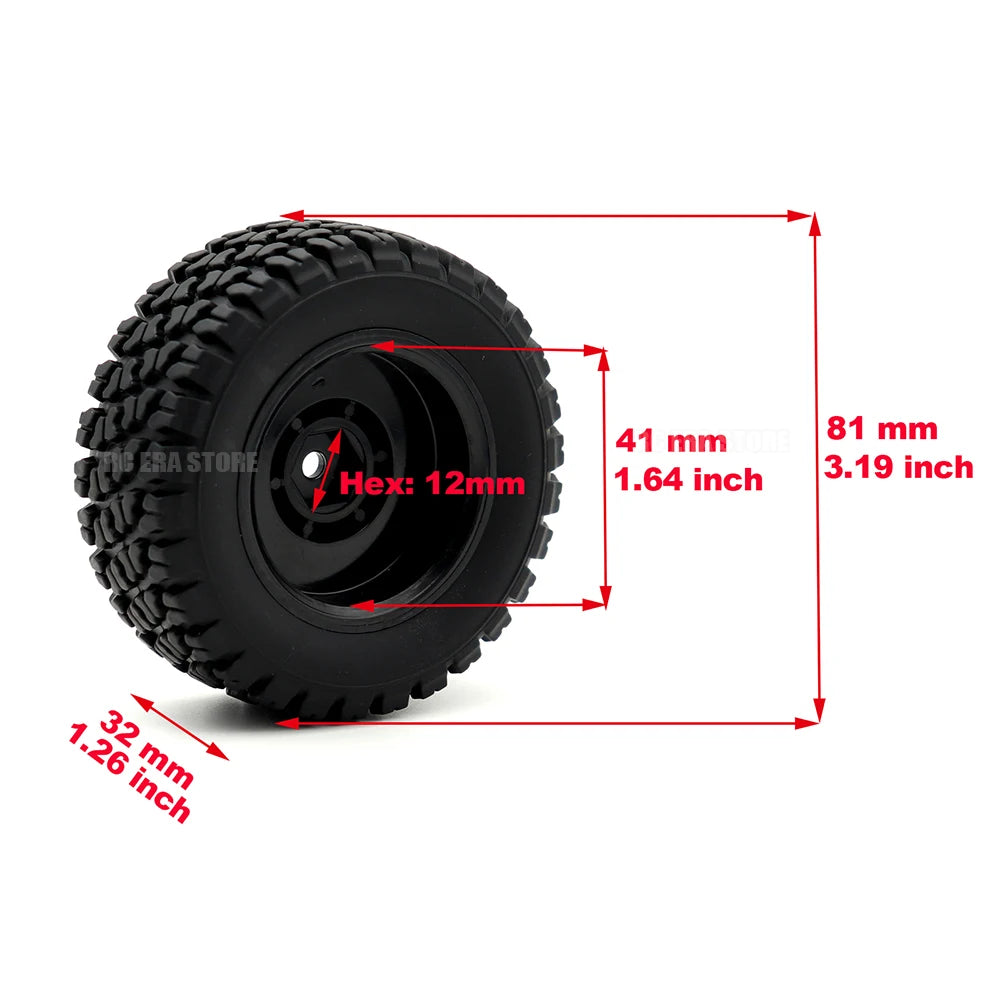12mm Hex Rubber RC Tires 6035 for SCY 16101-16106 JJRC Q130 Off-Road Car Wheels Upgrade