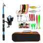 Spinning Reel Fishing Rod Telescopic Full Combo Kit with Baits Hooks Travel