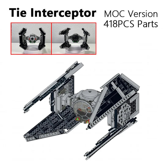 418Pcs TIE Interceptors Defender MOC Building Blocks Imperial Fleet Emperor Royal Guard Fighters DIY Brick Space Collection Toys-EXPROTAS