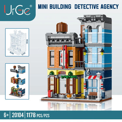 1178pcs Street View Building Blocks Pizza Shop Modular Architecture Sets MOC Detective Agency Boys Toys for Children Gifts 20104-EXPROTAS