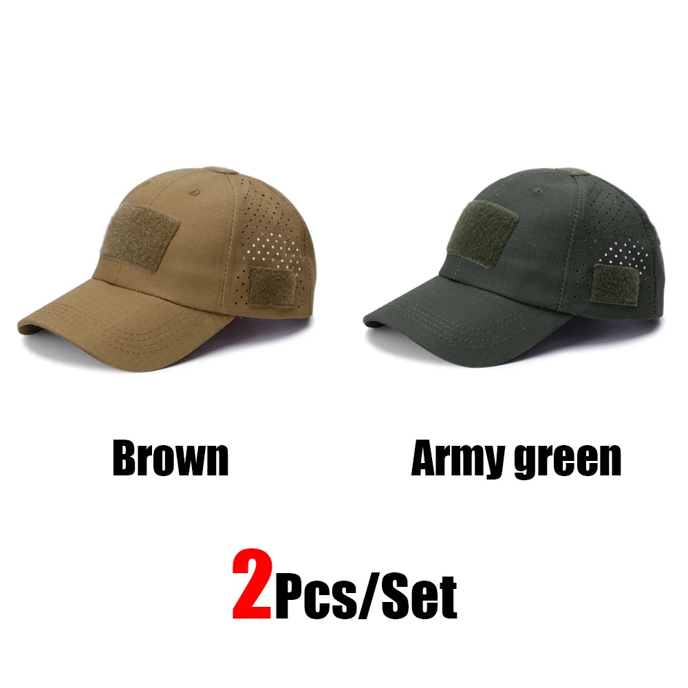 2Pcs Camouflage Baseball Cap Breathable Sun Hat Outdoor Hunting Fishing