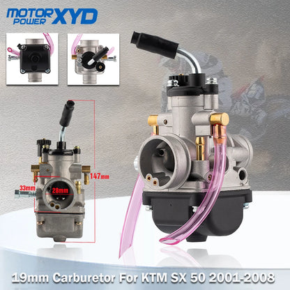 19mm Carburetor for KTM SX50 50cc Junior Dirt Pit Bike, SX 50 50SX Parts 2001-2008