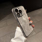 Washed Leather Fabric Phone Case for iPhone 11-17 Air Pro Max Lens Protection