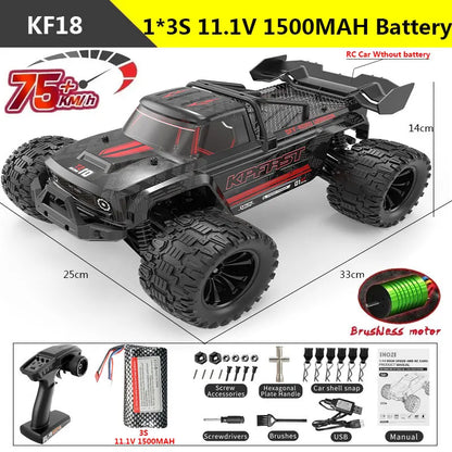 KF18 1:14 4WD RC Car Off-Road Racing High Speed Brushless Motor 2.4G Remote Control Cars Truck 75km/H Truck With LED Light Toy-EXPROTAS