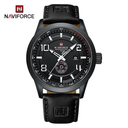 NAVIFORCE Trend Casual Wristwatch for Man Military Sports Water Resistant Leather Strap Men's Clock Quartz Calendar Male Watches-EXPROTAS