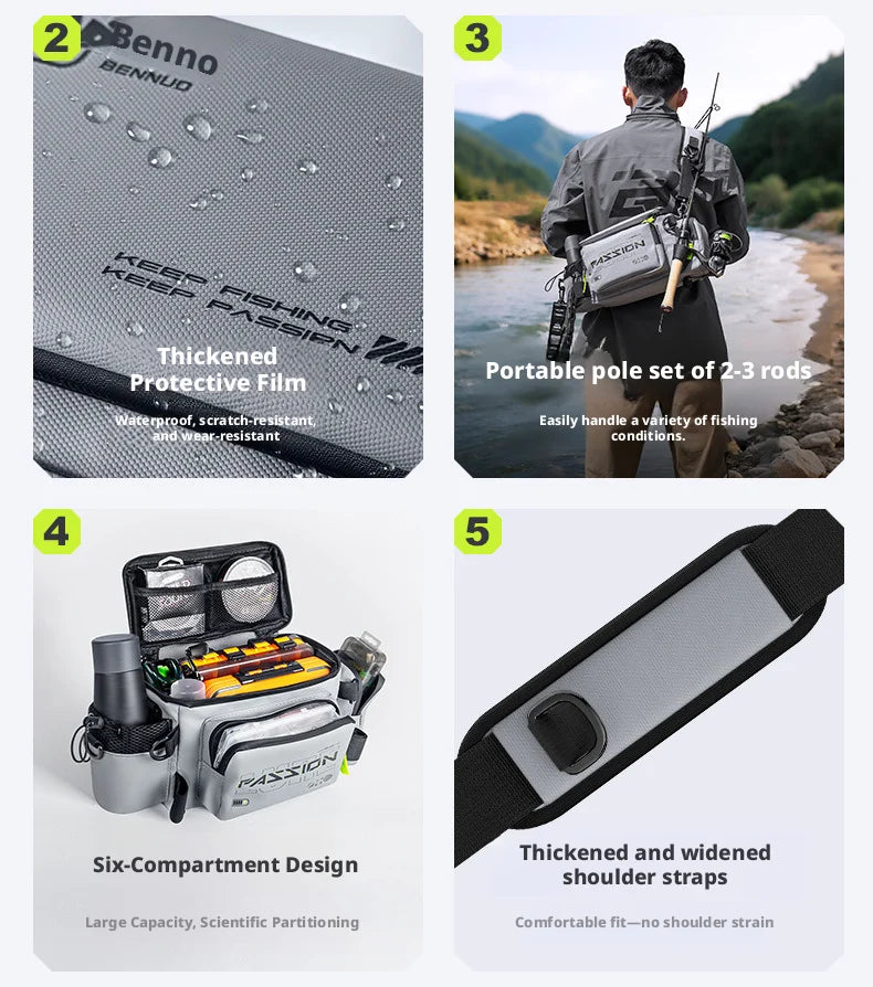 Fishing Waist Bag Waterproof Multifunctional Tackle Storage Shoulder Pack