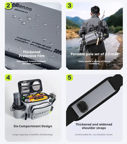 Fishing Waist Bag Waterproof Multifunctional Tackle Storage Shoulder Pack