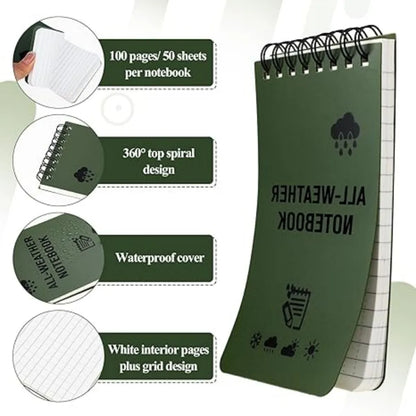 Waterproof Tactical Pocket Notebook Lined Notepad All Weather Pages