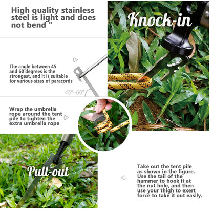 6Pcs Steel Tent Pegs 28cm Heavy Duty Ground Stakes for Camping Canopy Gazebo