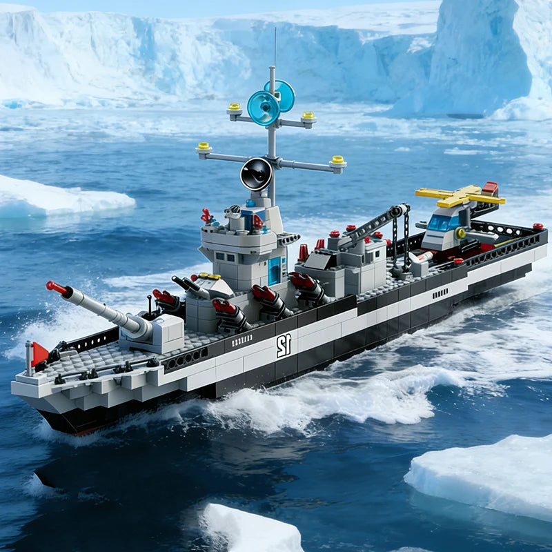 65.5CM 6-in-1 Building Block Navy Army Ship Model Toy Bricks