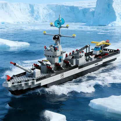 65.5CM 6-in-1 Building Block Navy Army Ship Model Toy Bricks