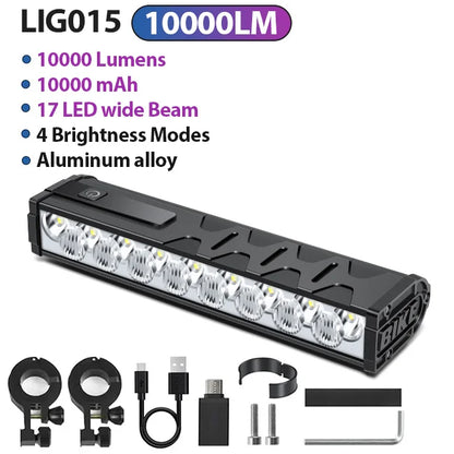NEWBOLER Bicycle Front Headlight 10000 Lumen 10000mAh USB Rechargeable MTB