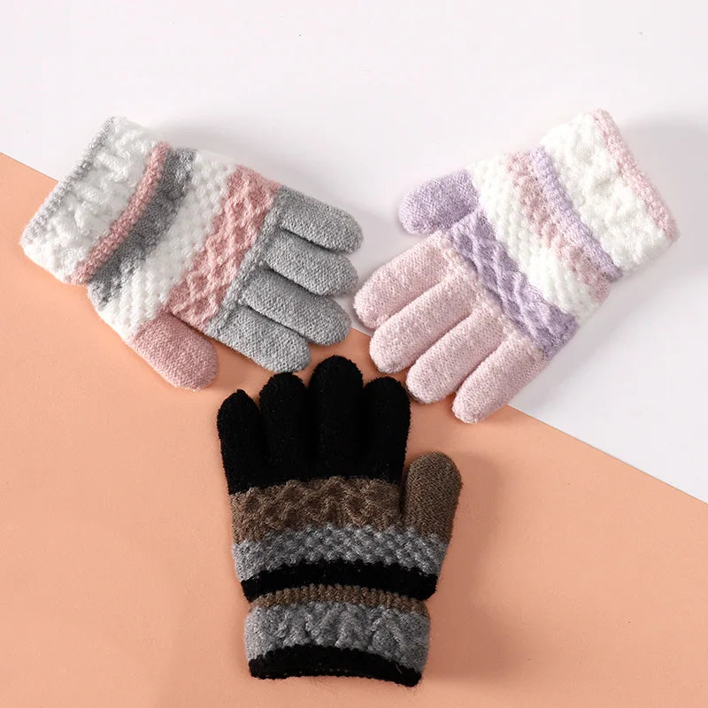 Warm Gloves Kids Boys Girls Winter Mittens Stretch Magic Gloves 3-8 Years