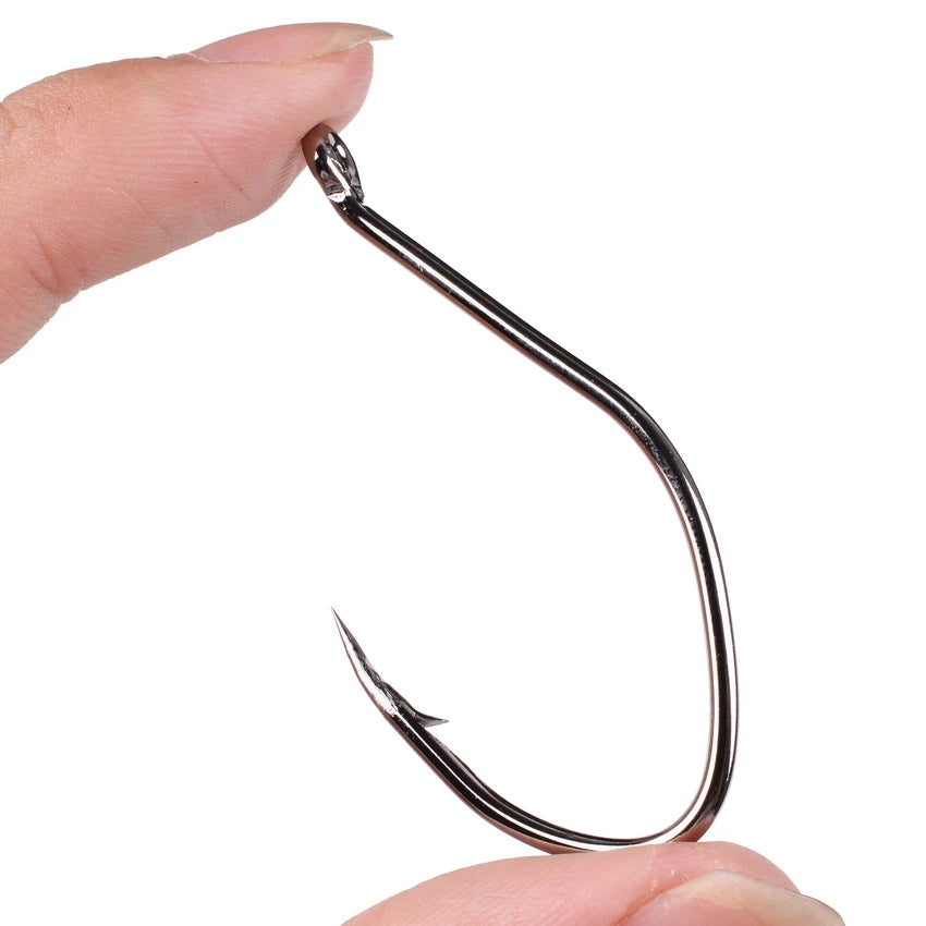 10Pcs Fishing Hooks Barbed Carbon Steel Circle Hook 6/0-10 Catfish Tackle