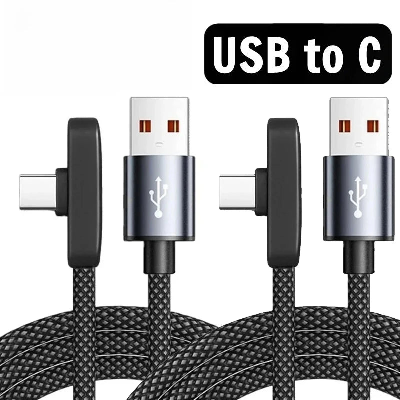 USB Type Cable 100W Fast Charging 90 Degree Right Angle Data Lead