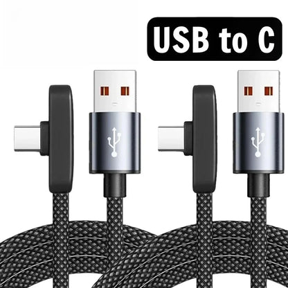 USB Type Cable 100W Fast Charging 90 Degree Right Angle Data Lead