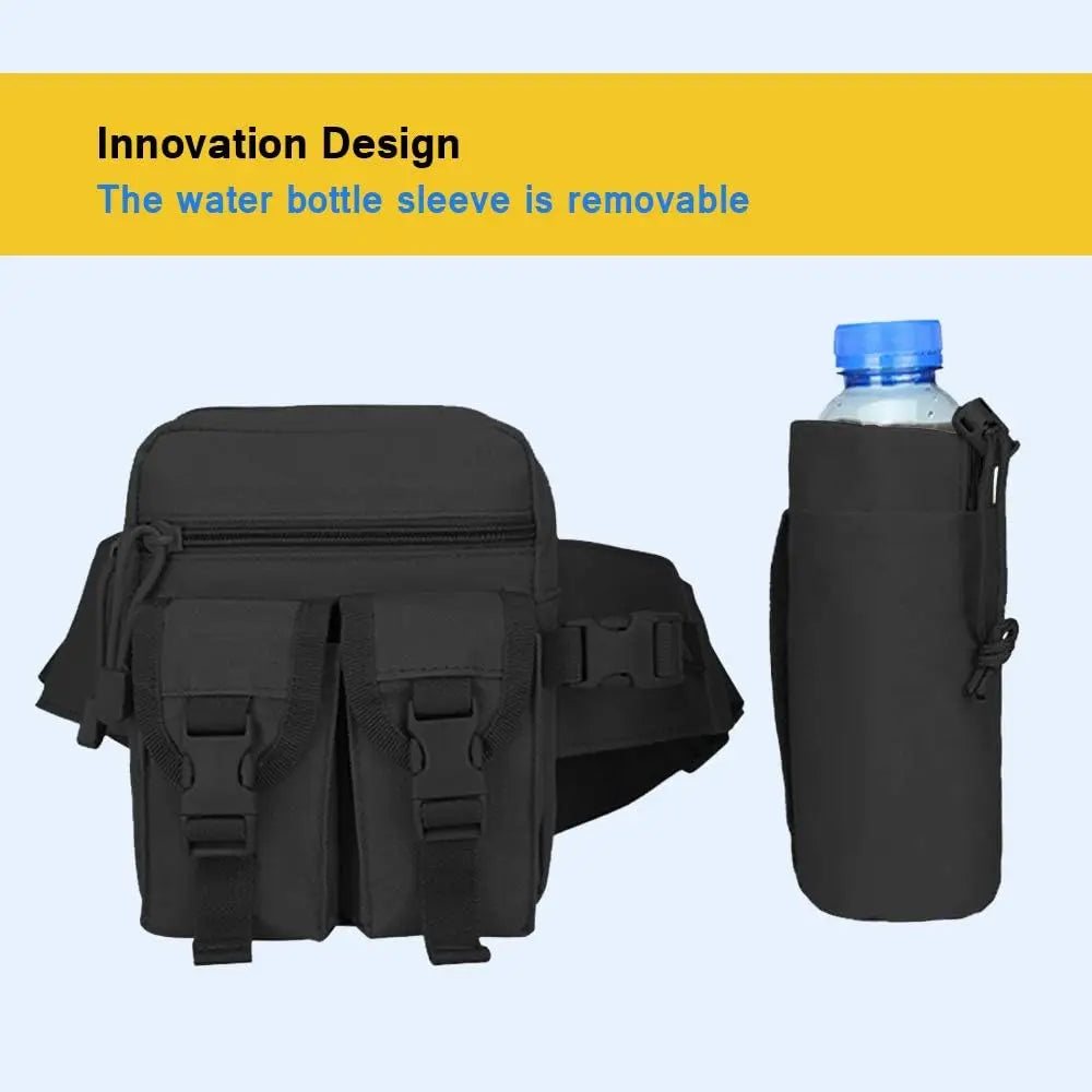 Outdoor Fanny Pack Waist Bag with Bottle Holder for Camping Hiking Hunting EDC