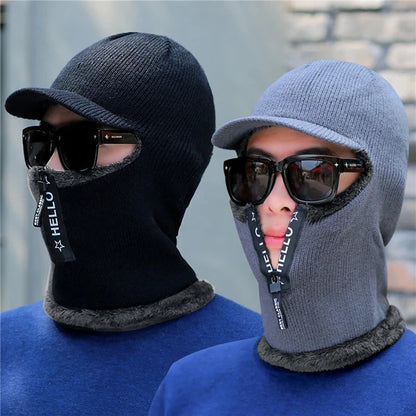 Men's Outdoor Ear Protection Warm Wool Hat Knitted Winter Cap Windproof
