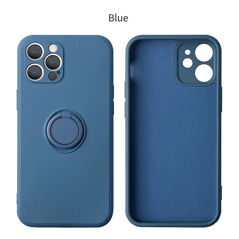 Magnetic Ring Silicone Phone Case for iPhone 11-17 Pro Max Plus Mini XR