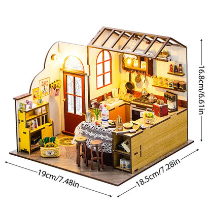 Wooden DIY Mini Dollhouse 3D Puzzle Room Kit with Furniture Birthday Gift - EXPROTAS