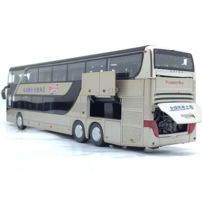 1:32 Scale Alloy Double Decker Bus Toy Model Sightseeing Sound Light