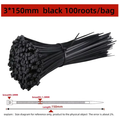 100Pcs Nylon Cable Ties Self-locking Fastening Straps for Home Office