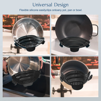 1pc Adjustable Silicone Clip-On Strainer for Pots Pans Bowls Kitchen