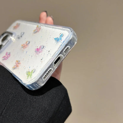 Glitter Butterfly Clear Case for iPhone 11-16 Pro Max Plus Shockproof Bumper