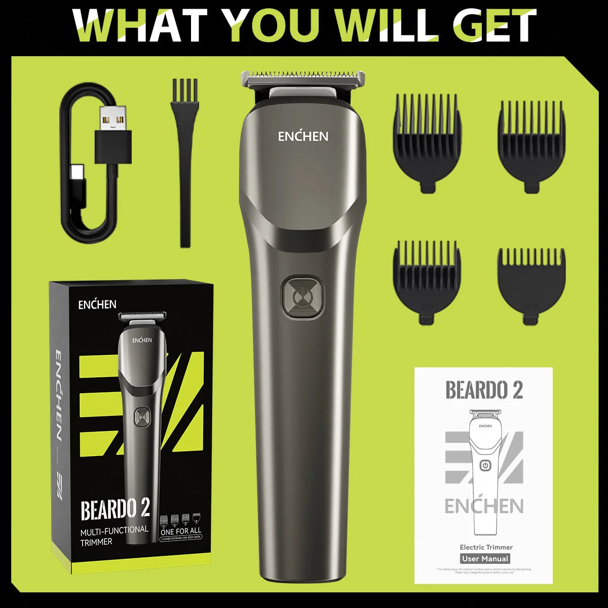 Enchen Beardo 2 Hair Clipper Cordless Trimmer for Men Grooming