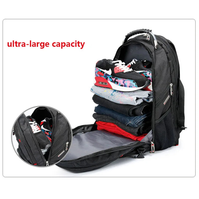 Swiss-Multifunctional bags Durable 17 Inch Laptop Backpack, Travel Bag,College Bookbag,USB Charging Port,Water Resistant-EXPROTAS