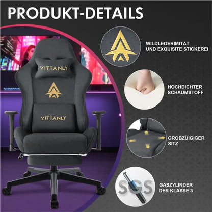 Kitinjoy Ergonomic Gaming Chair Suede High Back Recliner with Footrest - EXPROTAS