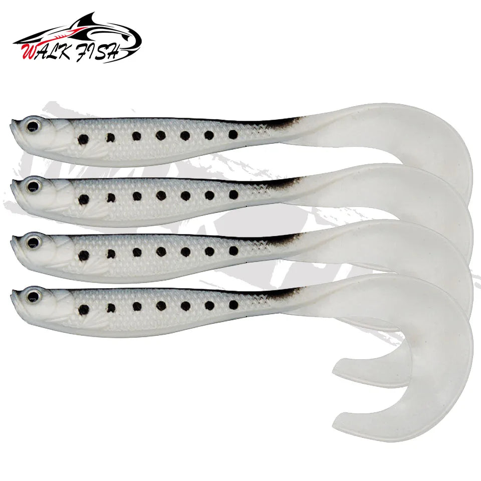 4PCS Fishing Lure Jigging Soft Baits 12.5cm 5.5g Hooks for Bass Pike