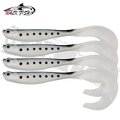 4PCS Fishing Lure Jigging Soft Baits 12.5cm 5.5g Hooks for Bass Pike