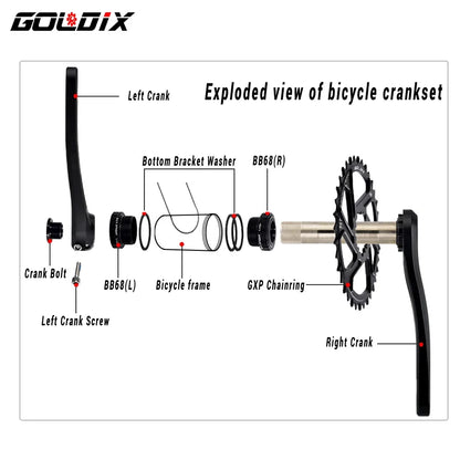 GOLDIX Crankset 170/175mm Direct Mount Narrow Wide Chainring 30T-38T Alloy