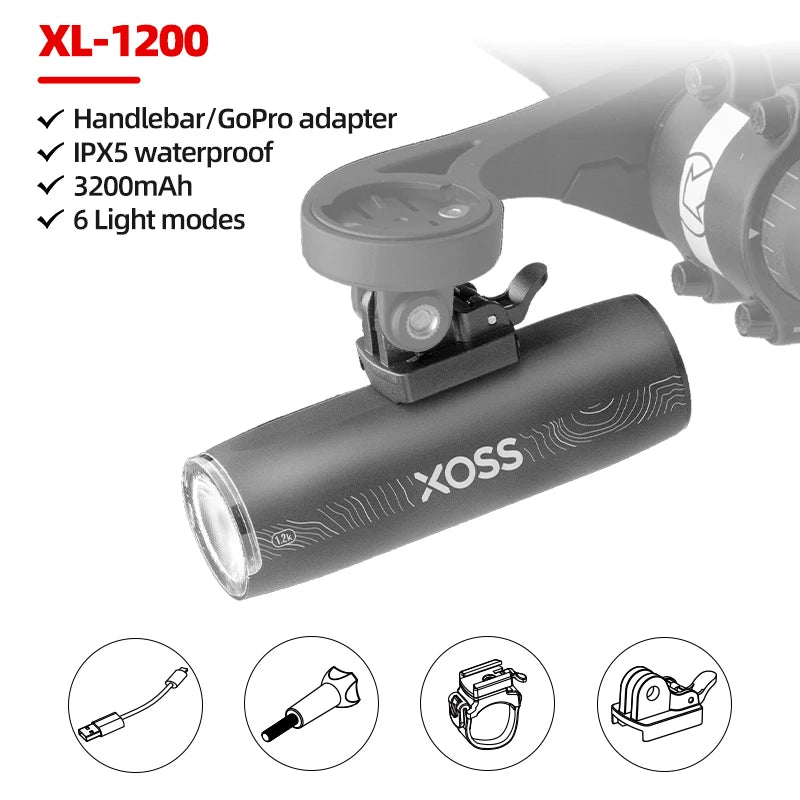 EXPROTAS Bike Front Light USB Rechargeable Waterproof MTB LED Lamp 1200 Lumens