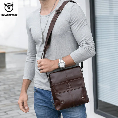 BULLCAPTAIN Men’s Leather Messenger Shoulder Bag Business Handbag