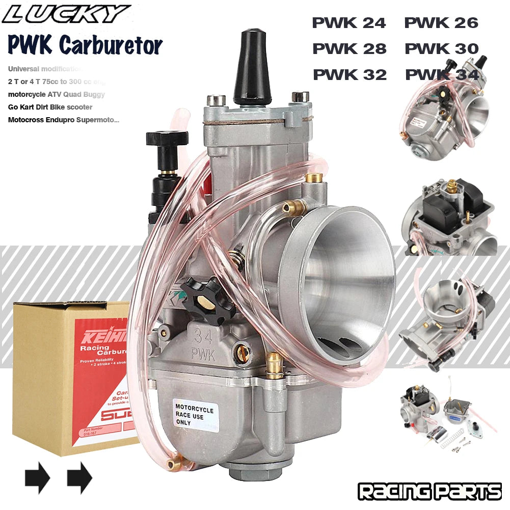 Keihin PWK 24/26/28/30/32/34mm Carburetor for 2T/4T Scooter, ATV, Dirt Bike, Enduro Motocross