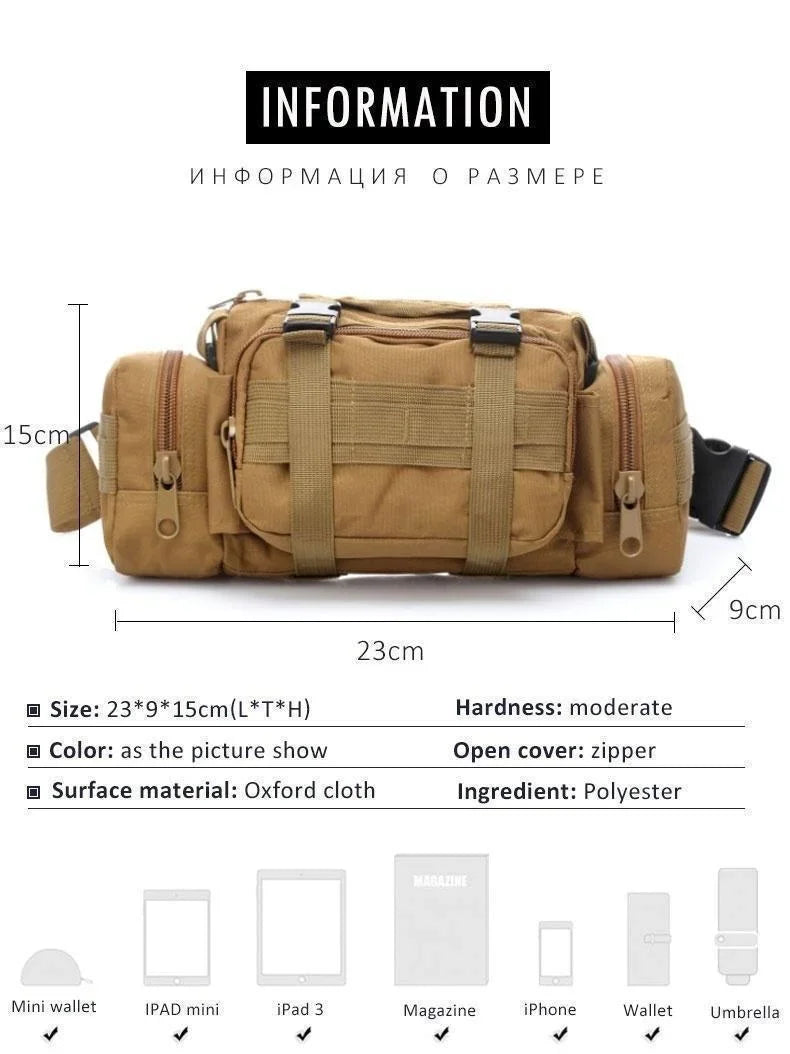 Outdoor Tactical Pack Waist Bag Camping Hiking Pouch Chest Bag Large