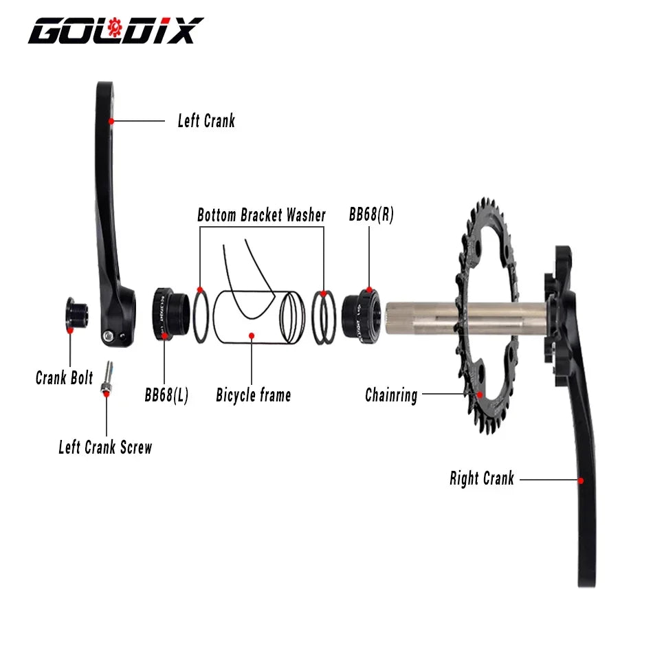 GOLDIX XT MTB Crankset 170/175mm 104BCD Wide Narrow Chainring Shimano SRAM 11–12s - EXPROTAS