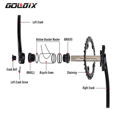 GOLDIX XT MTB Crankset 170/175mm 104BCD Wide Narrow Chainring Shimano SRAM 11–12s - EXPROTAS