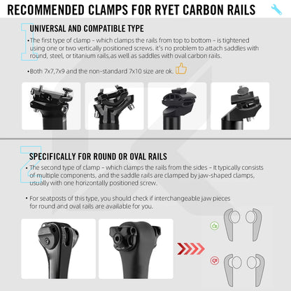 RYET 3D Printed Carbon Saddle 140/143mm Super Light Road MTB Bike Seat EVA