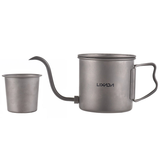 Titanium Pour Over Coffee Kettle 400/550/650ml Gooseneck Camping Tea Pot