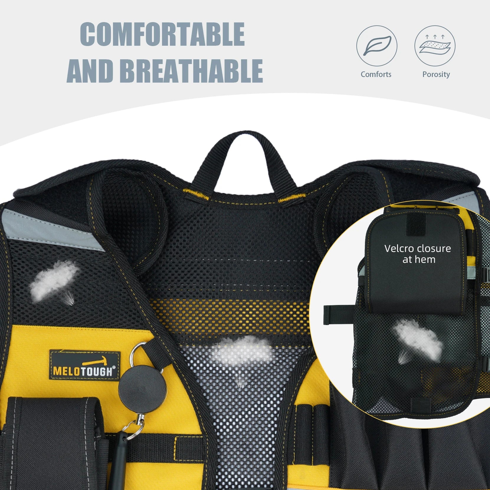 MELOTOUGH Tool Vest Reflective Safety Tool Vest with Removable Phone Holder for Electrician,Carpenter,Construction-EXPROTAS