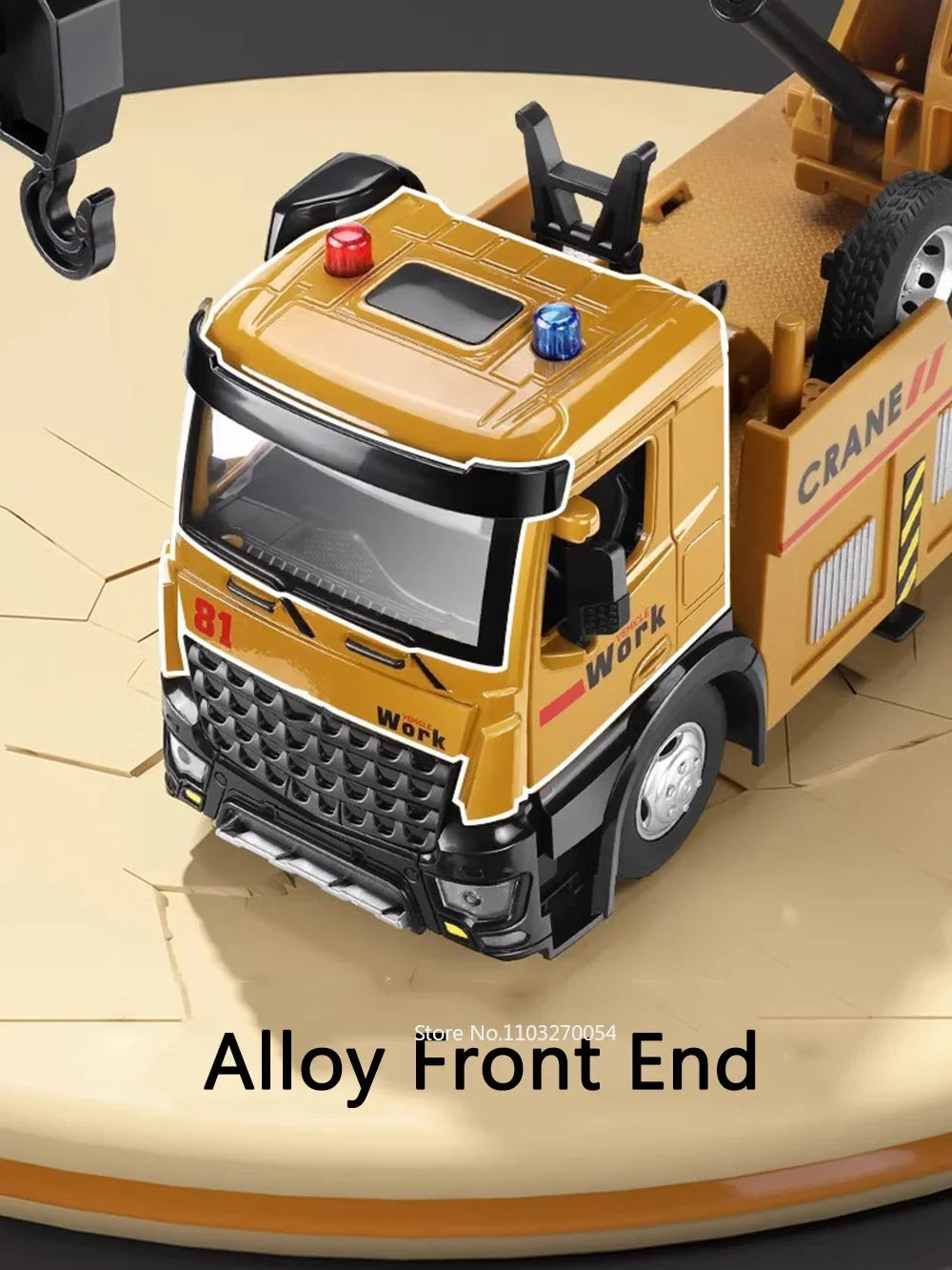 1/18 Crane Work Truck Model Toys Car Diecast Alloy Engineering Vehicle Doors Opened Sound Light Rubber Tire Toy Birthday for Kid-EXPROTAS