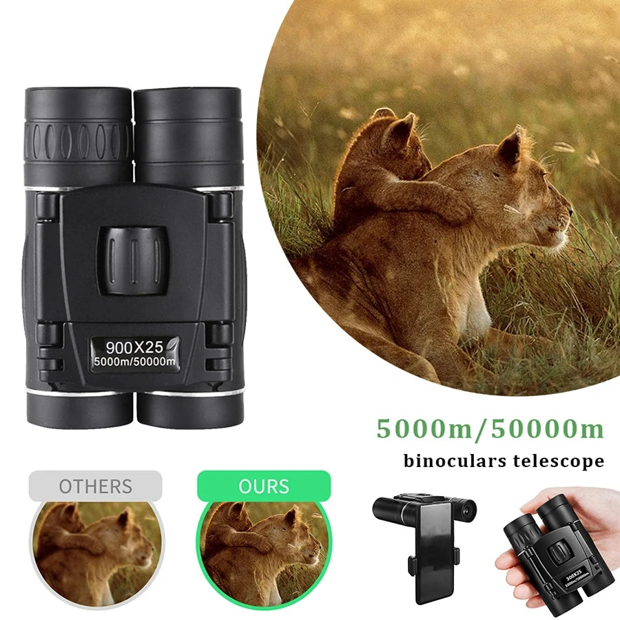900x25 HD Binoculars FMC BAK4 Optics Portable Long Range Hunting Hiking