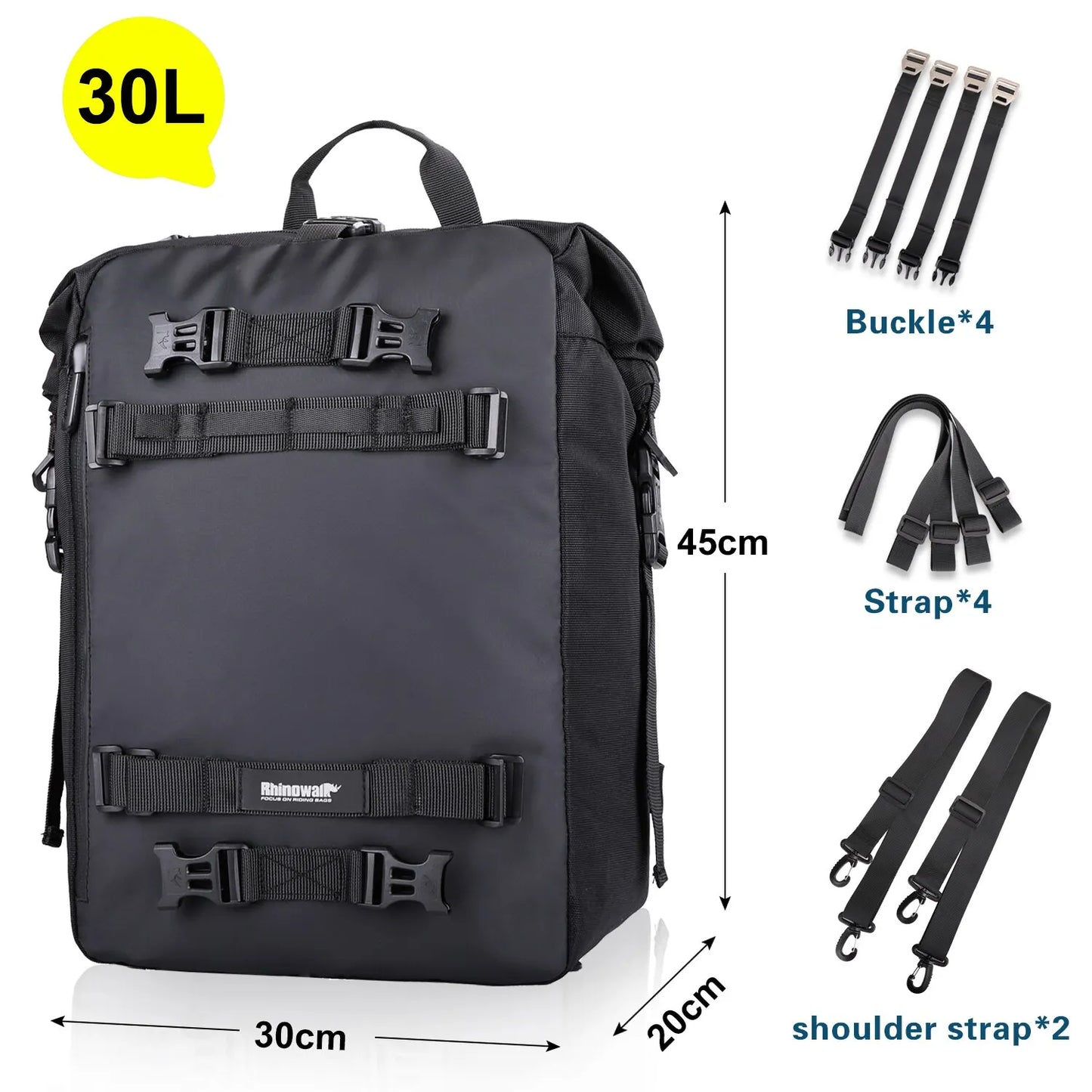 Rhinowalk Motorcycle Rear Seat Bag 10L Or 20L Or 30L Waterproof Saddle Side Bag Luggage Pack MultiFunction Shoulder Bag Backpack-EXPROTAS