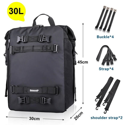 Rhinowalk Motorcycle Rear Seat Bag 10L Or 20L Or 30L Waterproof Saddle Side Bag Luggage Pack MultiFunction Shoulder Bag Backpack-EXPROTAS
