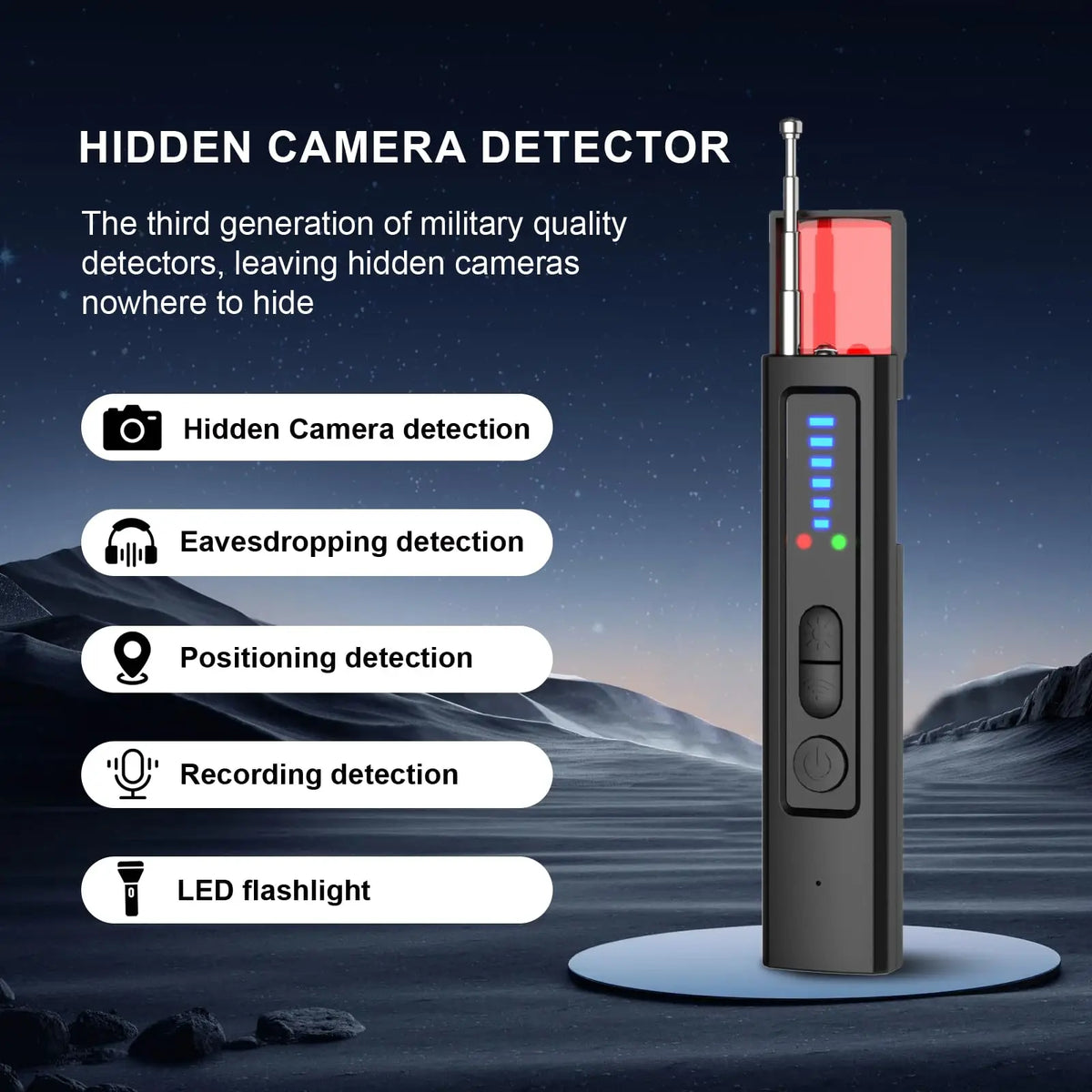 Spy Hidden Camera Detector Anti Bug GPS Tracker Portable Device for Privacy