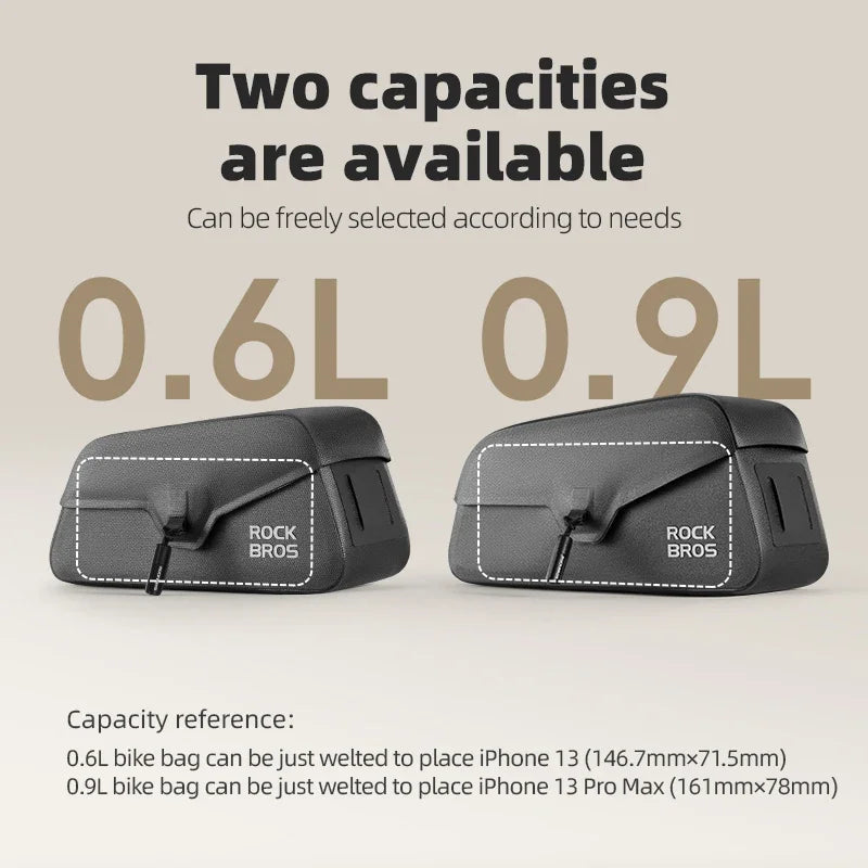 Top Tube Bag Waterproof Magnetic Bike Frame Front Cycling Storage 0.9L