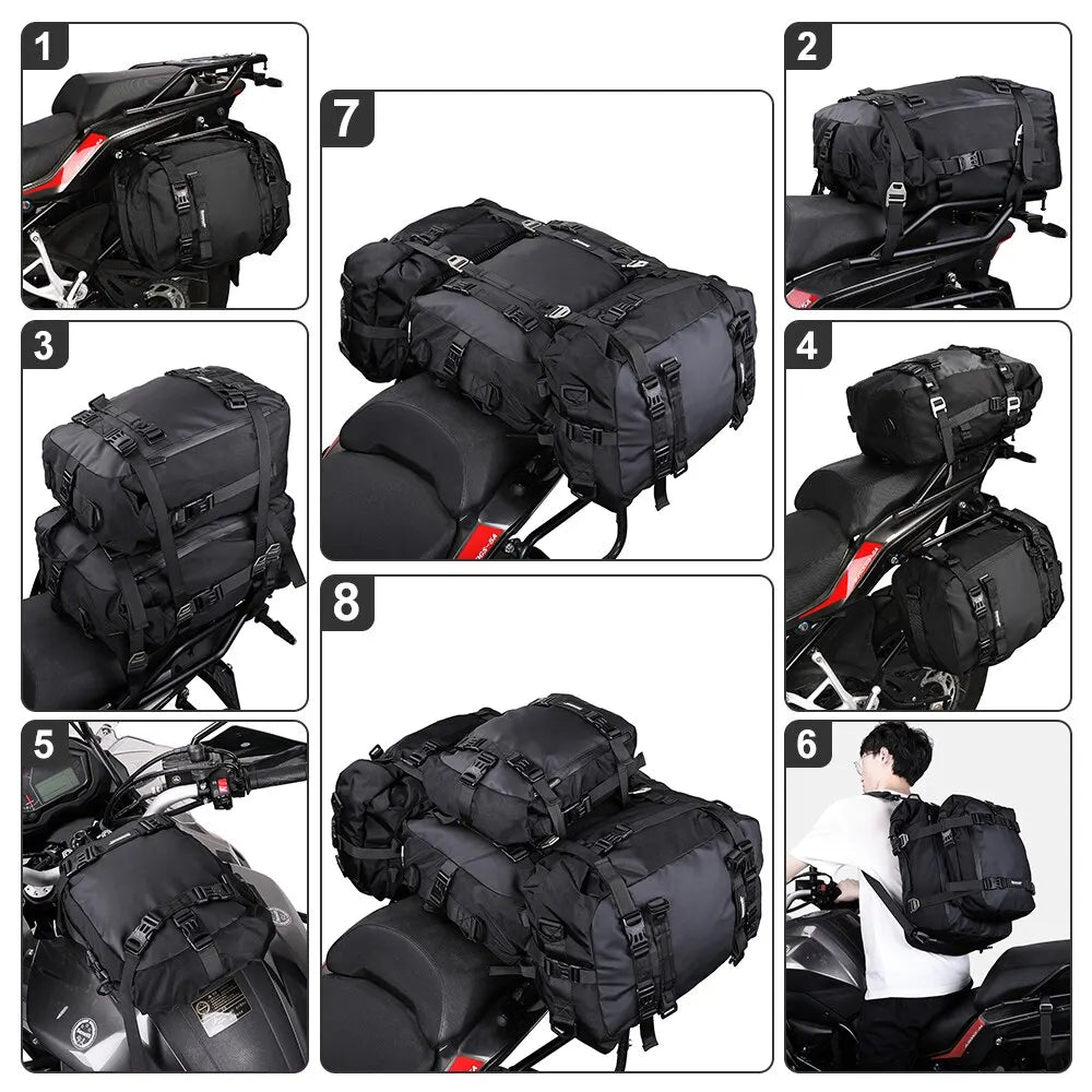 Rhinowalk Motorcycle Rear Seat Bag 10L Or 20L Or 30L Waterproof Saddle Side Bag Luggage Pack MultiFunction Shoulder Bag Backpack-EXPROTAS